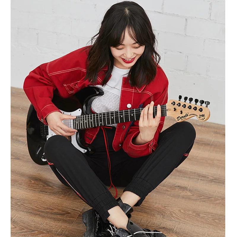 Новинка 2018 осенне зимняя короткая красная куртка женская однобортная