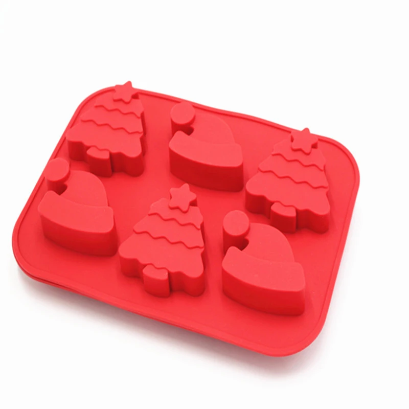Silicone Mold Creative 6 Even Christmas Tree Hat Shape Soap Mould DIY Cake Decorating Chocolate Baking Tool Hand Made QY54 | Дом и сад