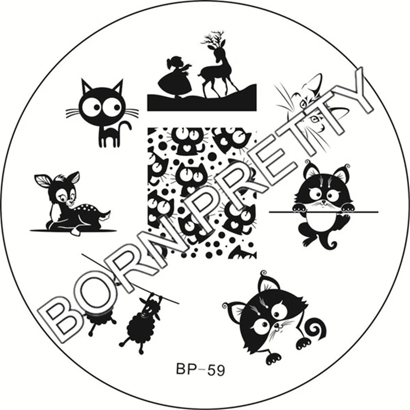 Трафарет для дизайна ногтей BORN PRETTY Cat Deer Sheep пластина печати рисунков Трафаретный