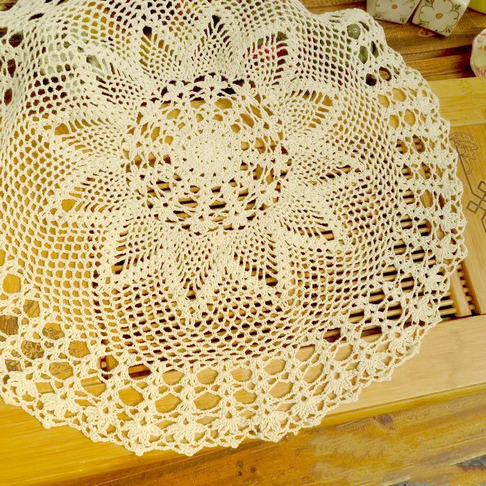 Винтажная скатерть ручной работы 60 см ажурная хлопчатобумажная для дивана|vintage