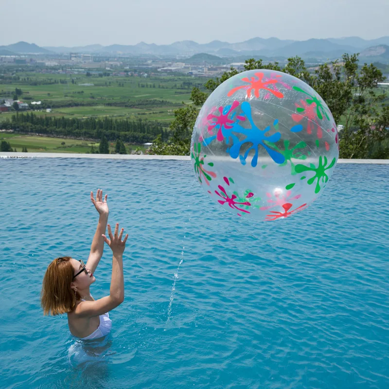 85cm Transparent Inflatable Beach Ball - PVC Water Toy for Kids, Outdoor Sports Splash Play, Swim Pool Fun image 3