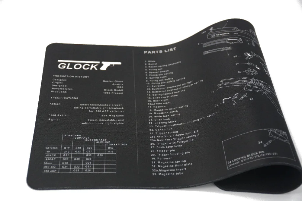 Чистящий коврик для пистолета, патчи, Оружейная скамья для Glock 17 19 26 1911 Sig sauer P226 P229, набор инструментов для Спрингфилда XD