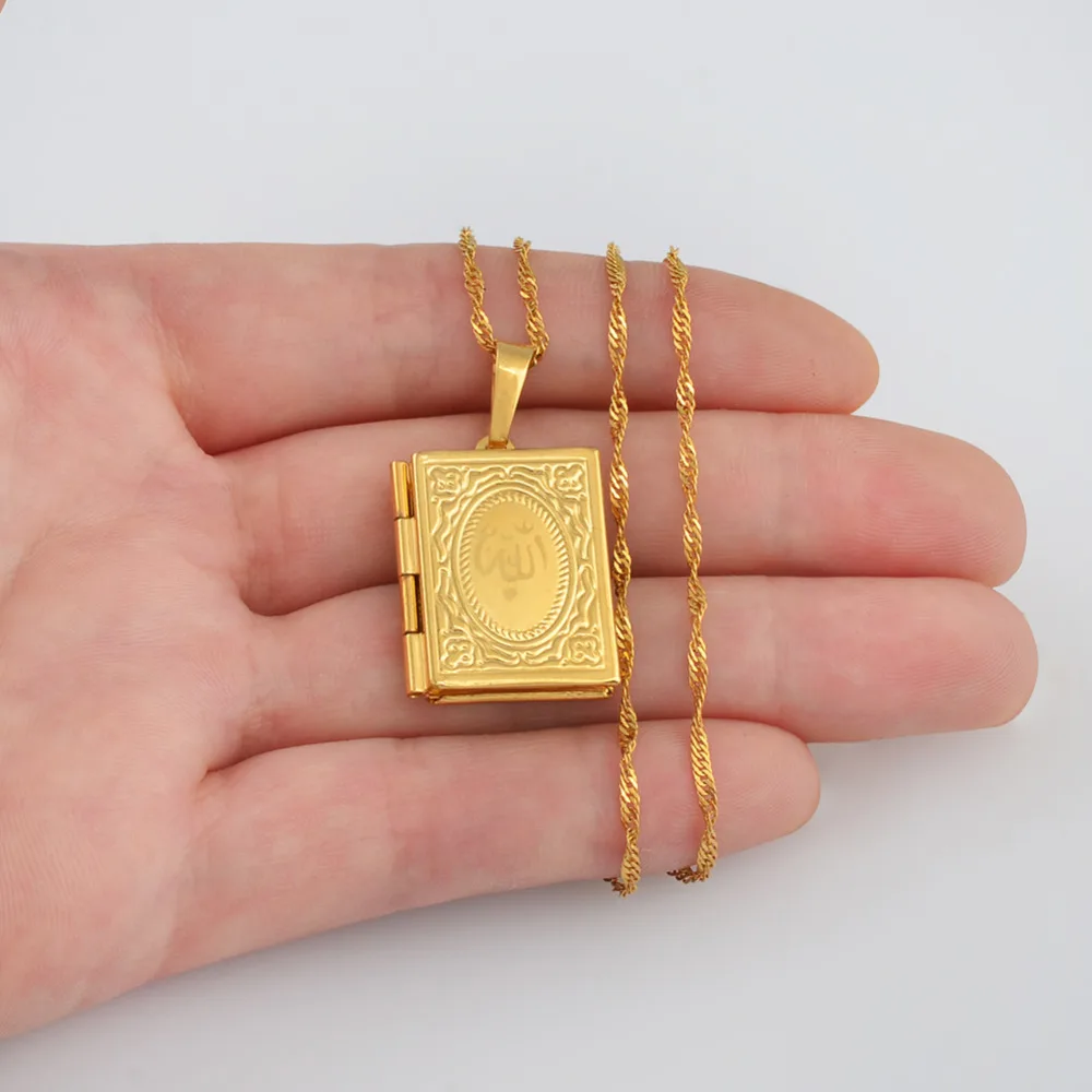 Anniyo Allah Box Necklacers for Women Muhammad Gold Color DIY Keeping Photo Pendant Muslim Islamic Jewelry Gifts #068002 | Украшения и