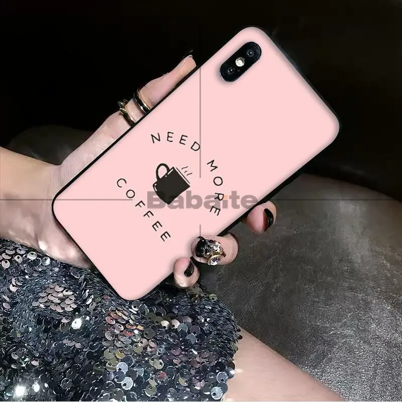 Babaite ОК но сначала кофе ТПУ Черный чехол для телефона оболочка iPhone 6S 6plus 7plus 8 8Plus X Xs