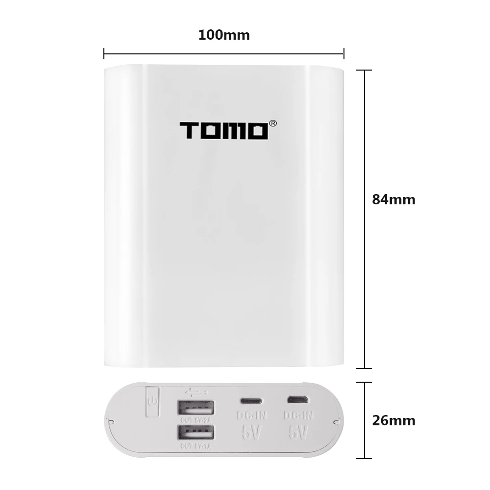 TOMO T4 18650 литий-ионный аккумулятор Батарея Зарядное устройство 2 Вход чехол 5V 2A