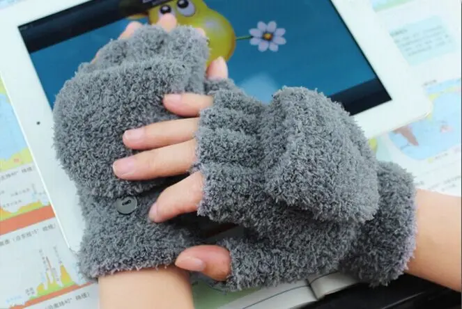 Женские перчатки из искусственной шерсти толстые зимние для компьютера