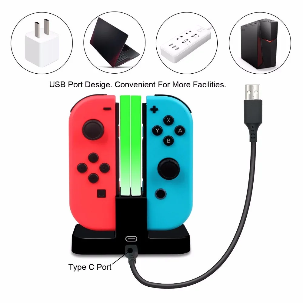 Зарядное устройство Nintendo Switch Joy-Con зарядная док-станция со светодиодной