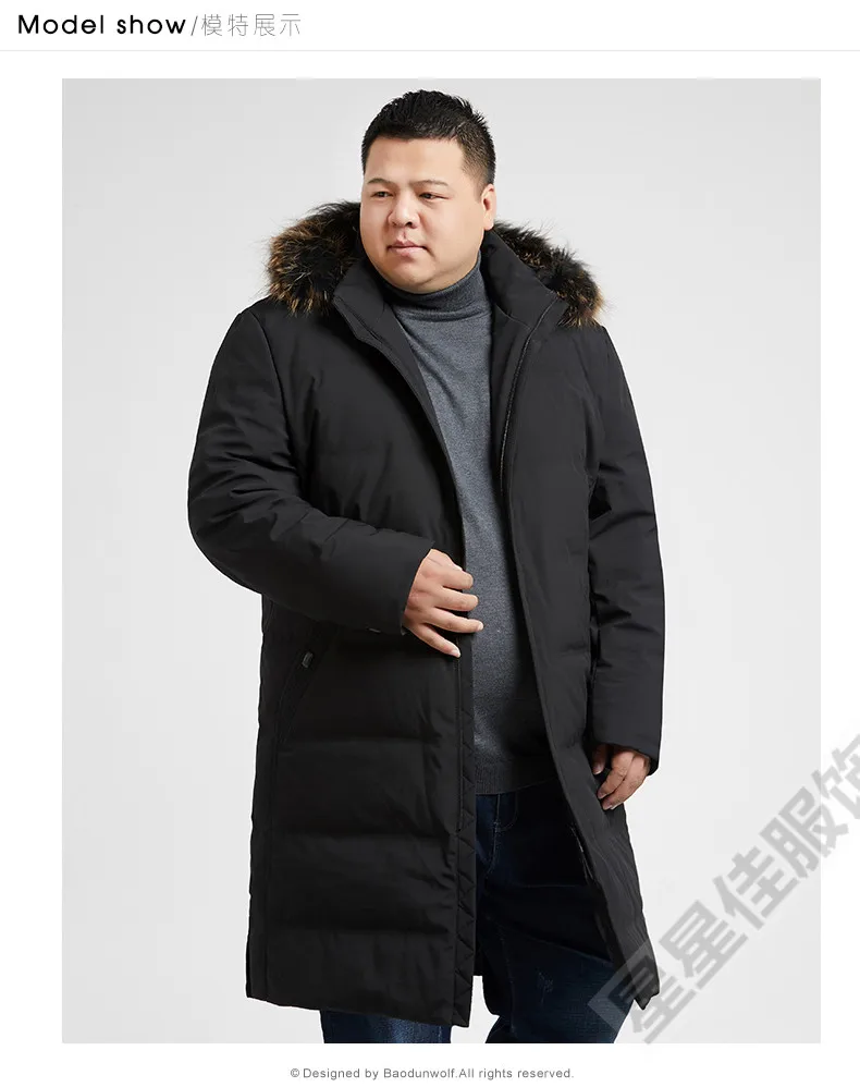 Плюс 10XL 9XL 8XL 6XL зима 90% гусиный пуховик мужской пуховик плотное пальто большой меховой воротник суровая зимняя водонепроницаемая ветрозащитная куртка