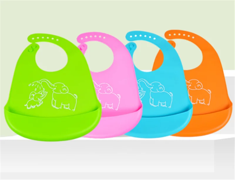 Cartoon Feeding Bib Baby Silicone Rice Bag Children Adjustable Waterproof Bib Silicone Feeding Boy Girl Bibs Apron