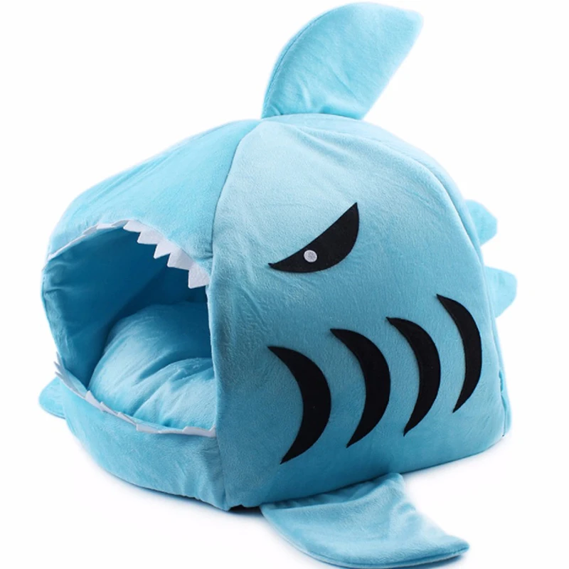 Мягкий домик для собаки теплый маленькой акулы палатка хлопковая кровать кошки