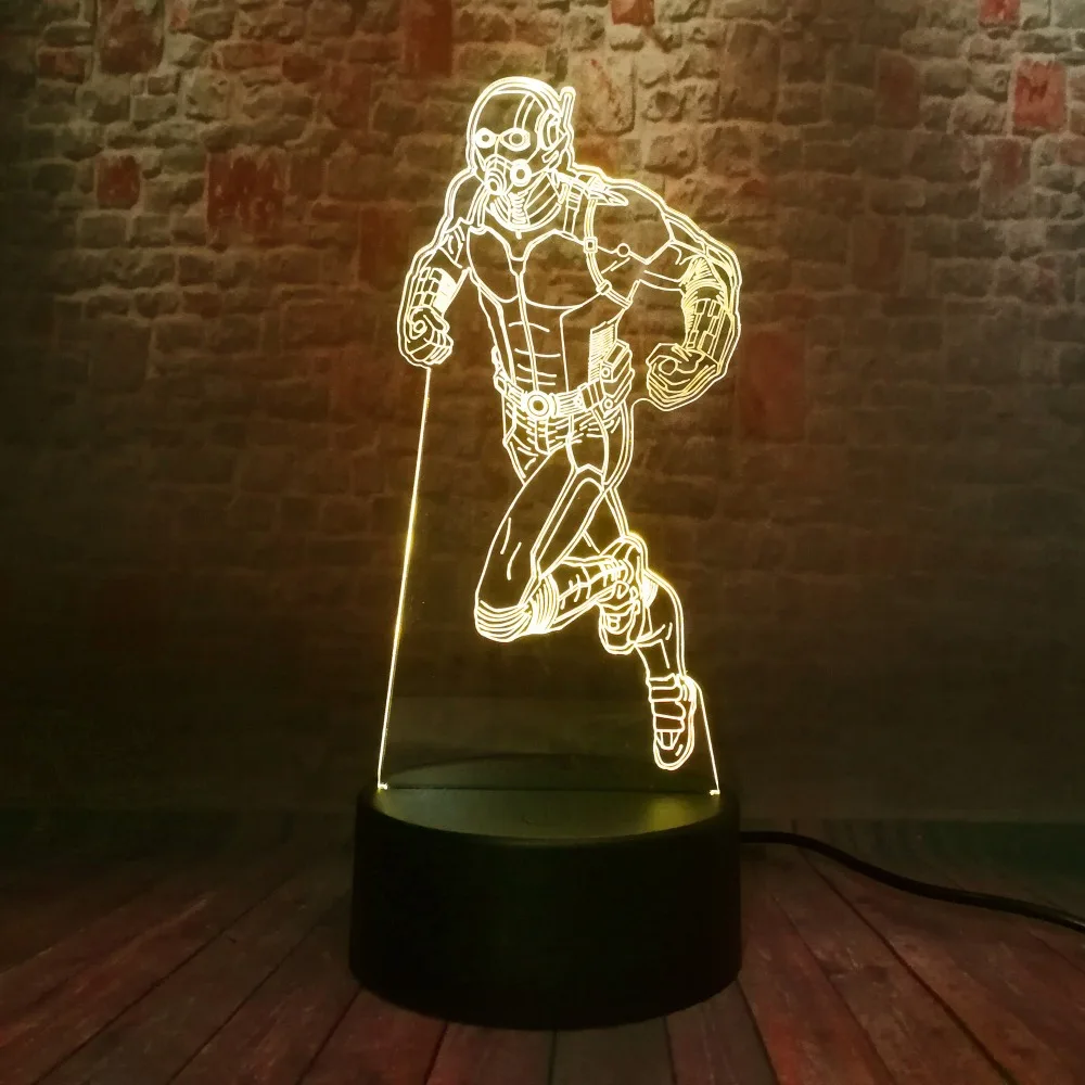 Супер Marvel Hero Ant-Man фигурка экшн 7 цветов Вспышка 3D Светодиодная Ночная лампа