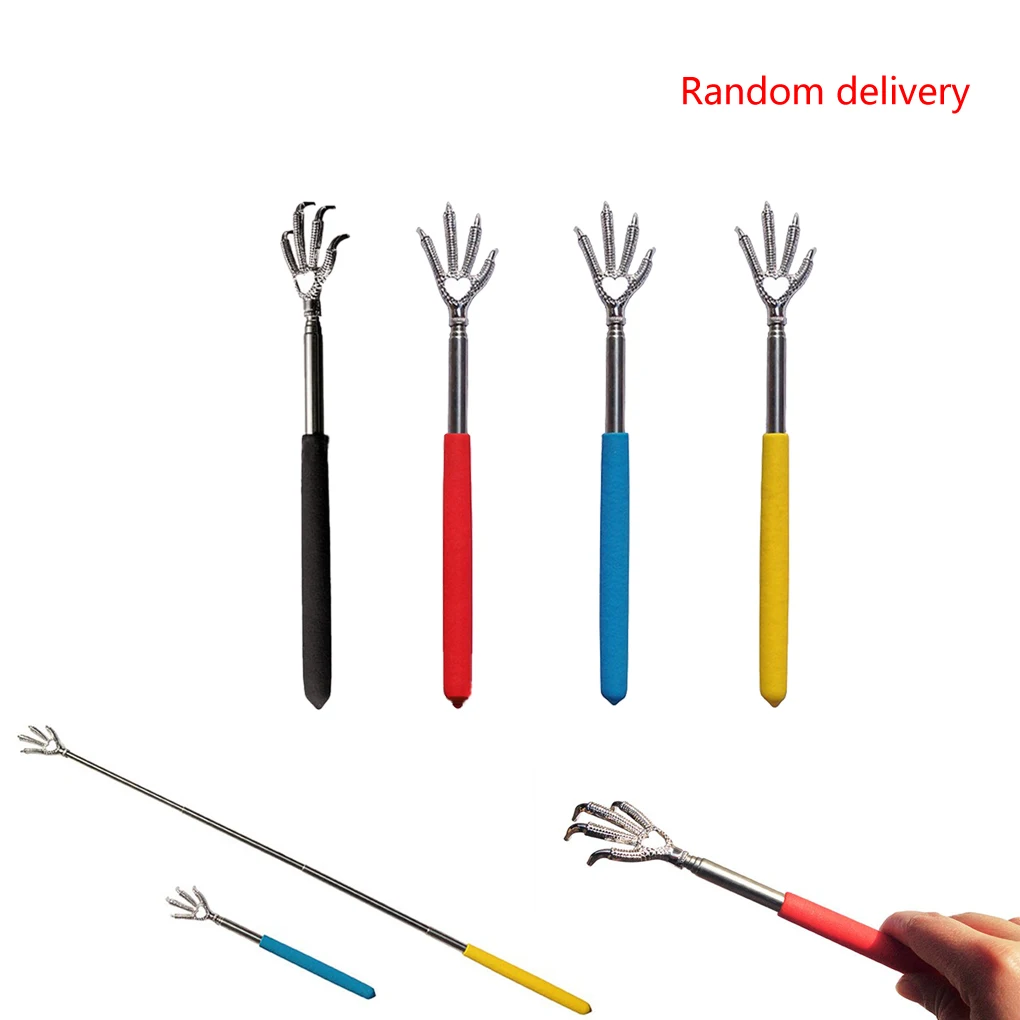 

Convenient Claw Back Scratcher 22-59cm Telescopic Stainless Steel Claw Massager Random Color Back Scraper Extendable Itch Stick