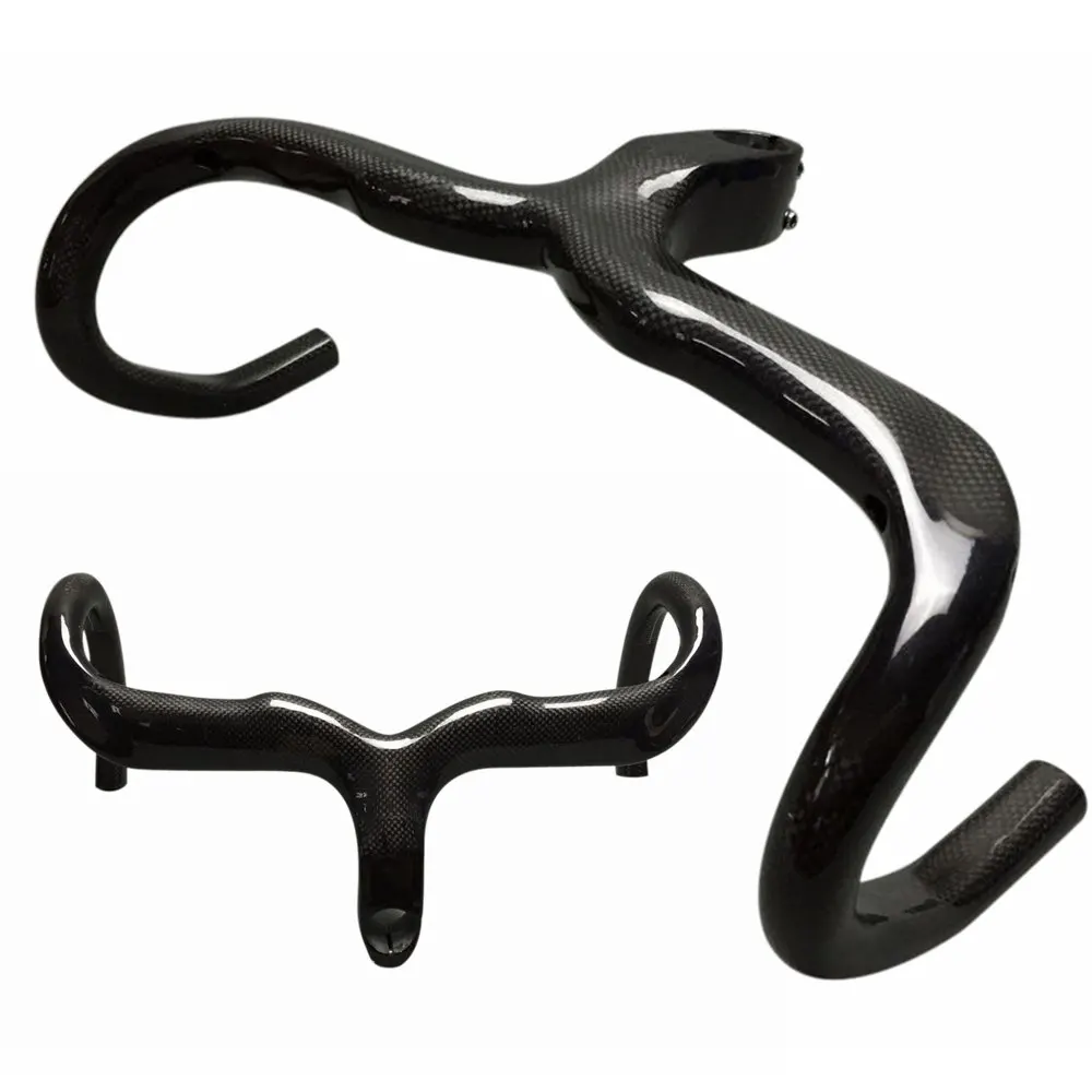 

Full 3K Carbon Road Bike Integrated Handlebar Ultralight Cycling Bicycle Drop Bar With Stem 28.6mm Glossy Black
