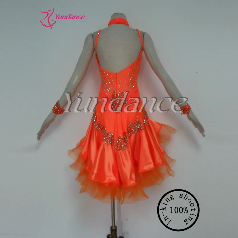 

2017 New Orange Samba Girl's Latin Dance Dress Performance Made By Hand L-11240