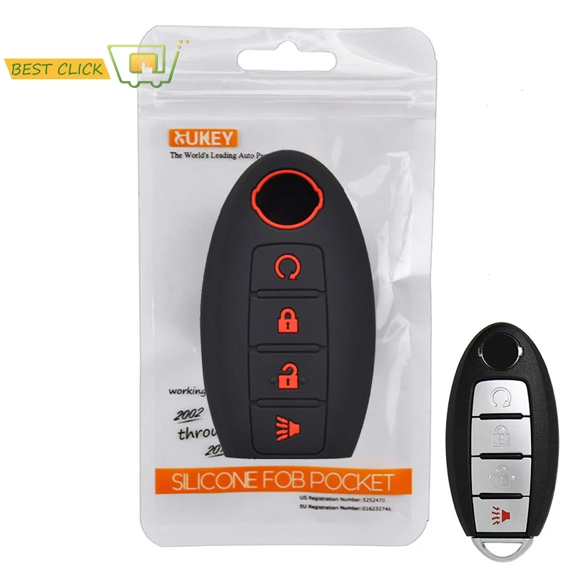 

Silicone Car Key Case For Nissan Altima Maxima Murano Rogue Sentra Versa Titan Cover Keyless Remote Fob Shell 4 Button Protector