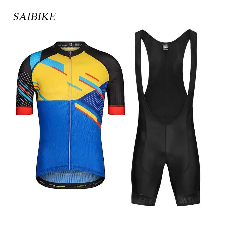SaiBike наборы для велоспорта мужская летняя одежда для велоспорта быстросохнущая велосипедная одежда Дышащие Топы с коротким рукавом Майки для велоспорта