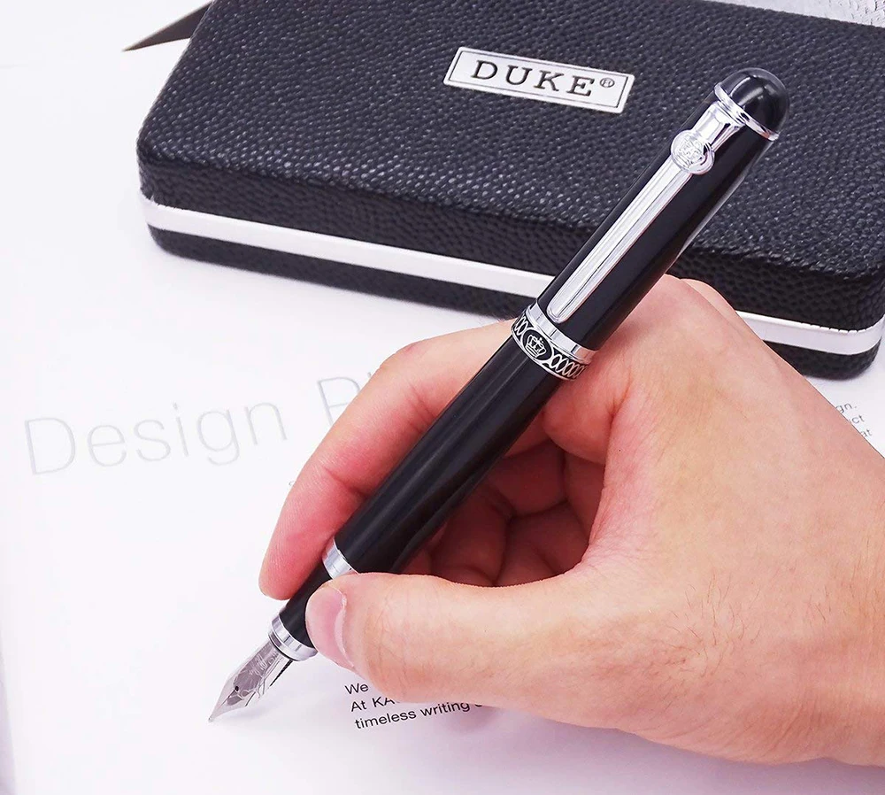Only Medium Nib Pen Duke D2 черный серебряный зажим d2 Средний Перо перьевая ручка с 1 шт. каллиграфия Fude изогнутое перо Сменный Набор для письма практика - Цвет: Only Medium Nib Pen