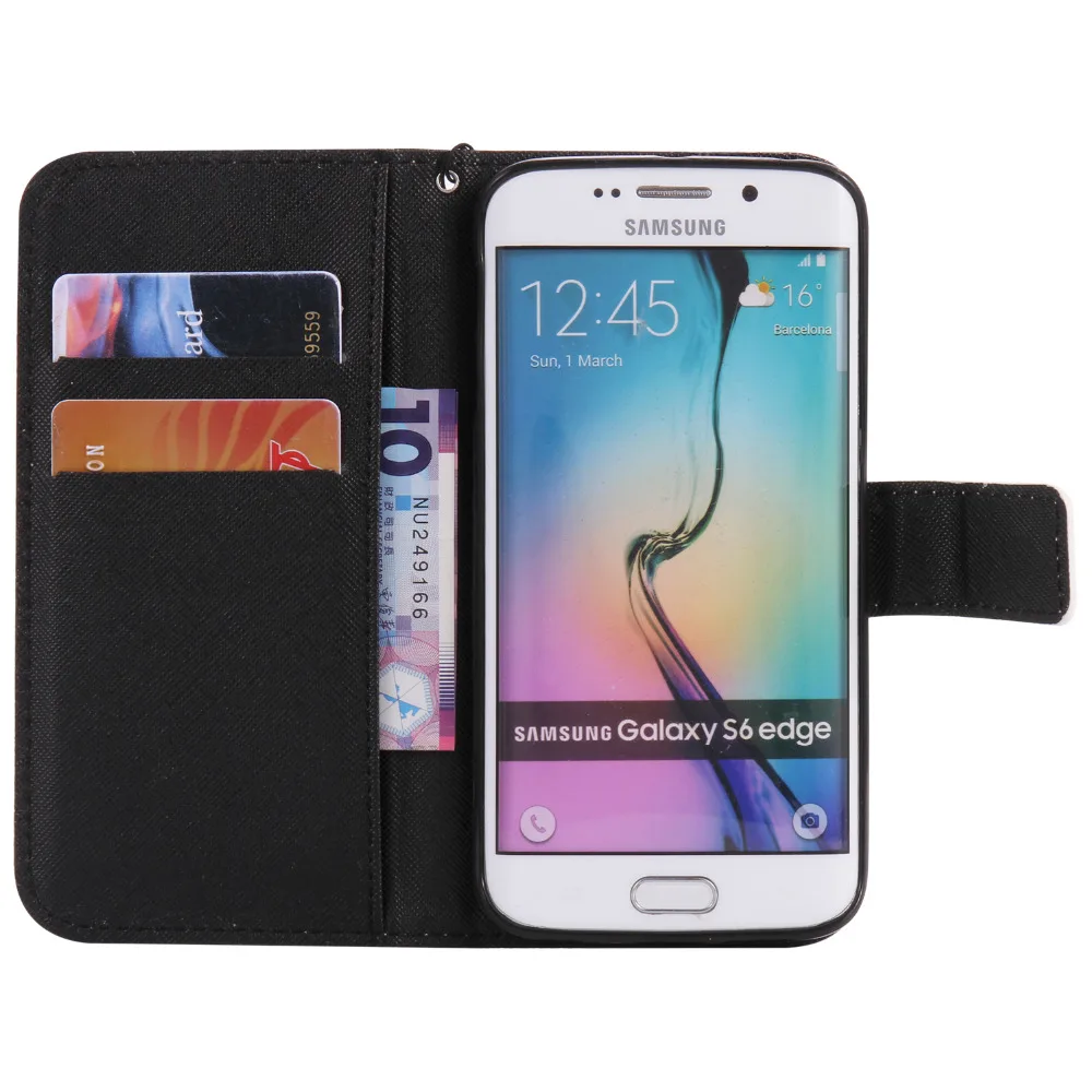 City Night Landscape Design Wallet Flip Stand Holder Pouch Skin Case For Samsung Galaxy S6 Edge G9250 Leather Cover Coque Fundas | Мобильные