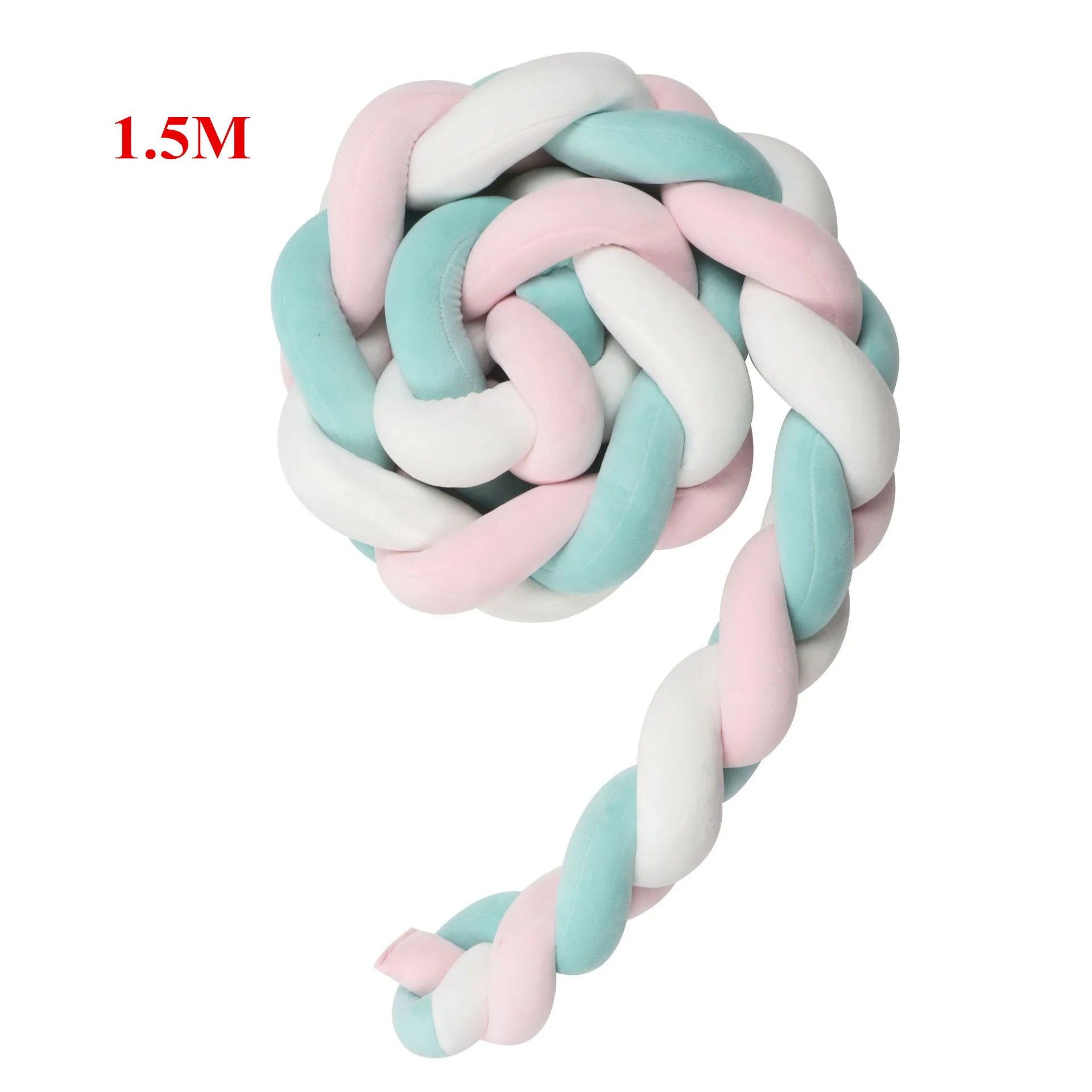 PinkWhiteSkyBlue1.5M Подушка-бампер для новорожденной кровати с узлом, Подушка-бампер для детской кроватки, бампер для детской кроватки - Цвет: PinkWhiteSkyBlue1.5M