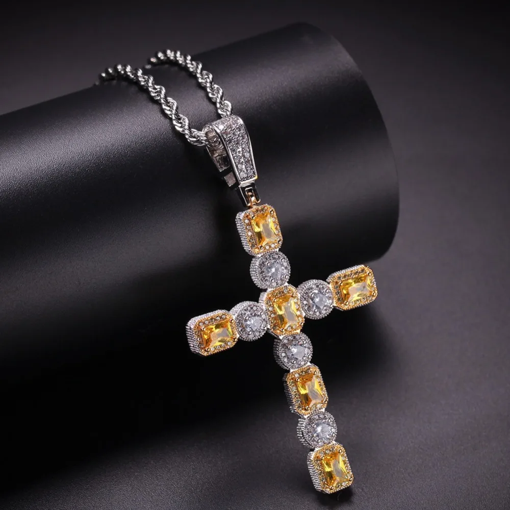 В стиле хип-хоп Bling из Кубического циркония крест подвески цинковый сплав золотое