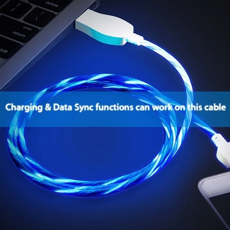 Зарядный кабель USB Type-C/Micro USB/Lightning со светодиодной подсветкой 3 0 м | Мобильные