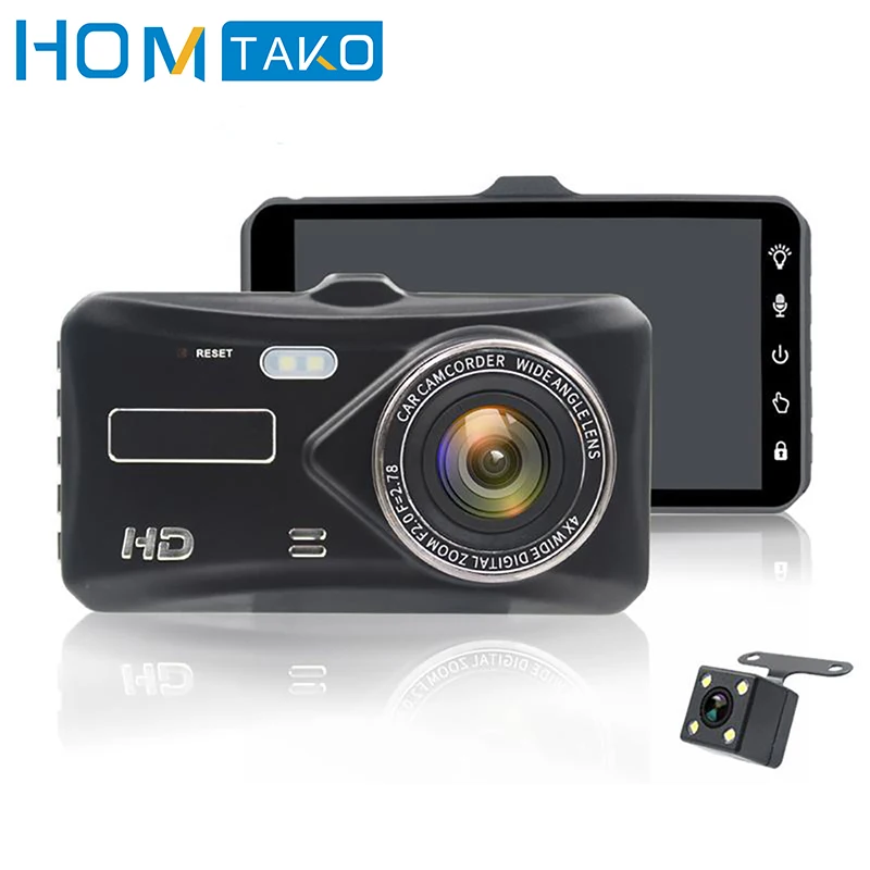 Автомобильный видеорегистратор 4 0 Full HD 1080P с двумя объективами заднего вида