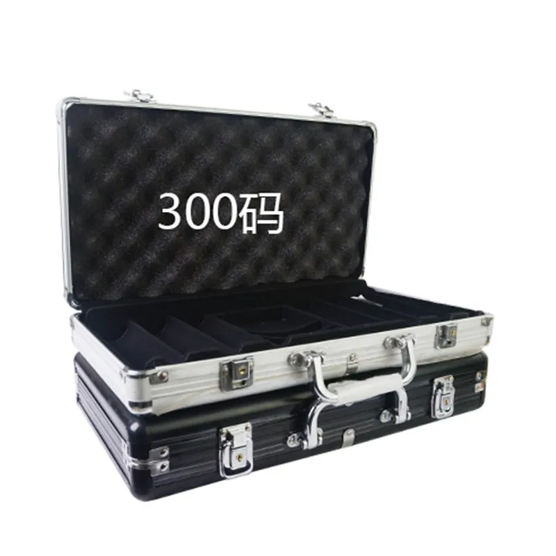Wholesale retail high-grade professional aluminum chip boxes 300 codes yards chips poker coin carrying case black silver
