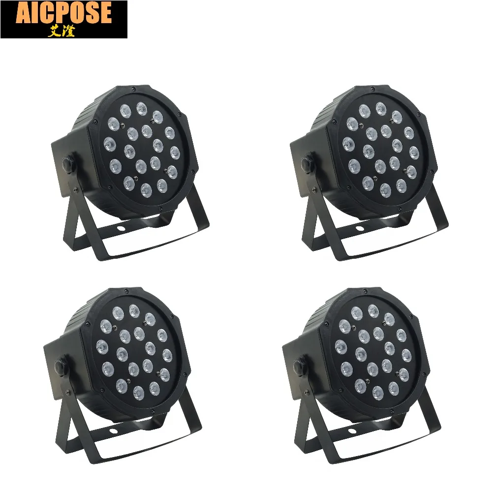 4 шт./лот 18 шт. 3 Вт светодиодные лампы 18x3 Par RGB в 1 плоский par led dmx512 дискотеки