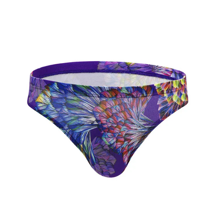 Briefs purple Мужские длинные трусы-боксеры с принтом, сексуальные трусы-боксеры с большим u-образным выпуклым мешочком, длинные трусы-боксеры, мужские Трусы-слипы - Цвет: Briefs purple