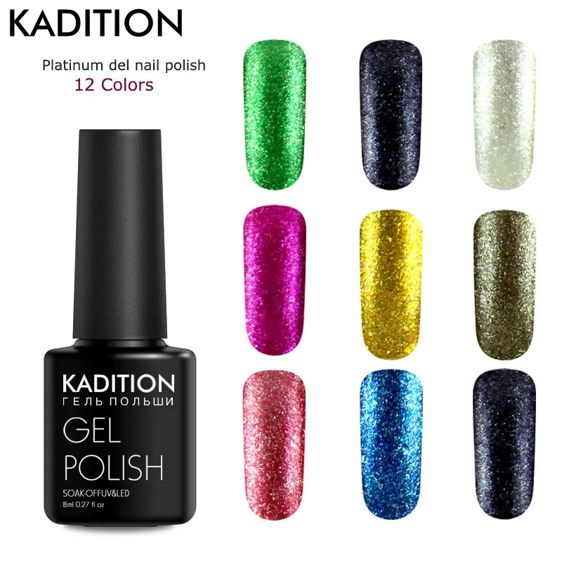 KADITION 3D Блестящий Платиновый УФ и светодиодный Гель лак для ногтей 8 мл