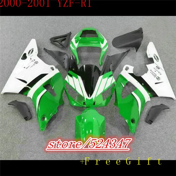 

Эй-2000 2001 YZFR1 зеленый белый Обтекатели для YZFR1 2000 2001 обтекатель, пригодный для YZF R1 2000 2001 YZF-R1 00 01 для Yamaha
