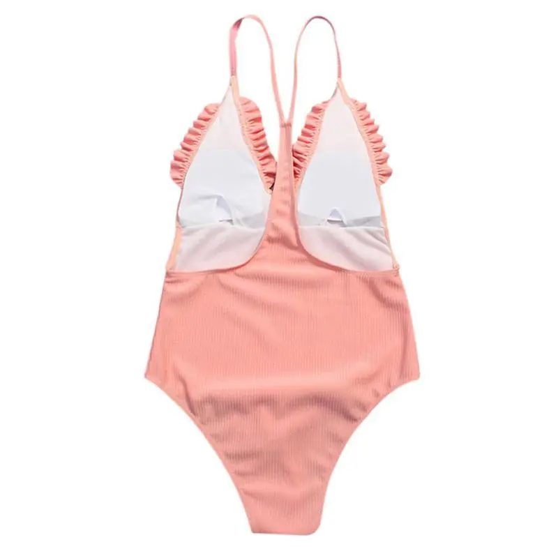 2018 Sexy Summer Women Solid Bandage Ruffle Bathing Suits Beach Surfing One Piece Sweet Swimsuit Rn | Спорт и развлечения