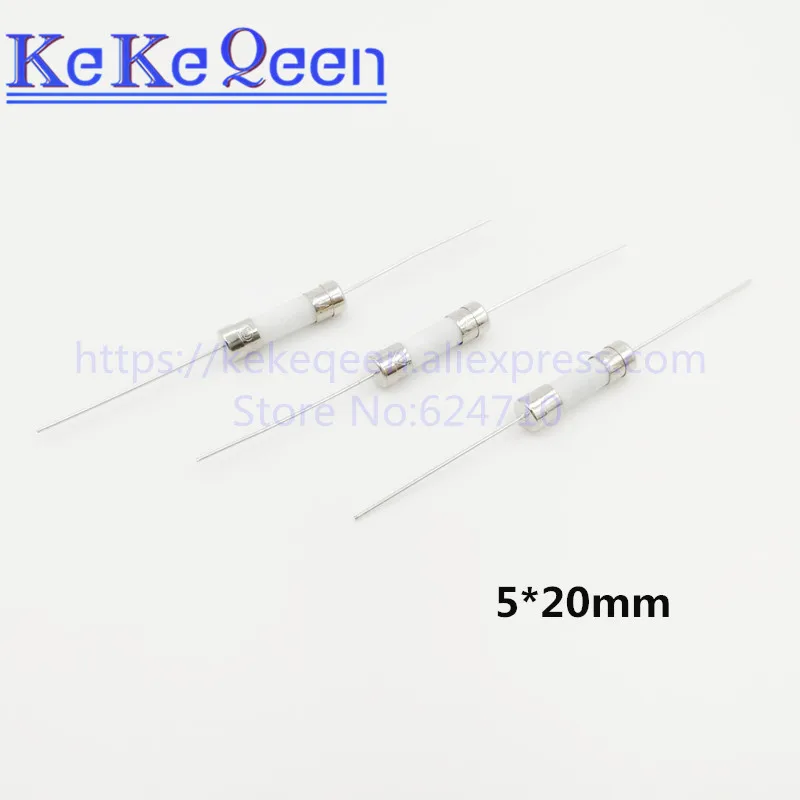 100 шт. 5*20 5x20 мм 0.5A 1A 2A 3A 4A 5A 6.3A 8A 10A 12A 15A 20A 25A 30A 250V подводящего провода керамический