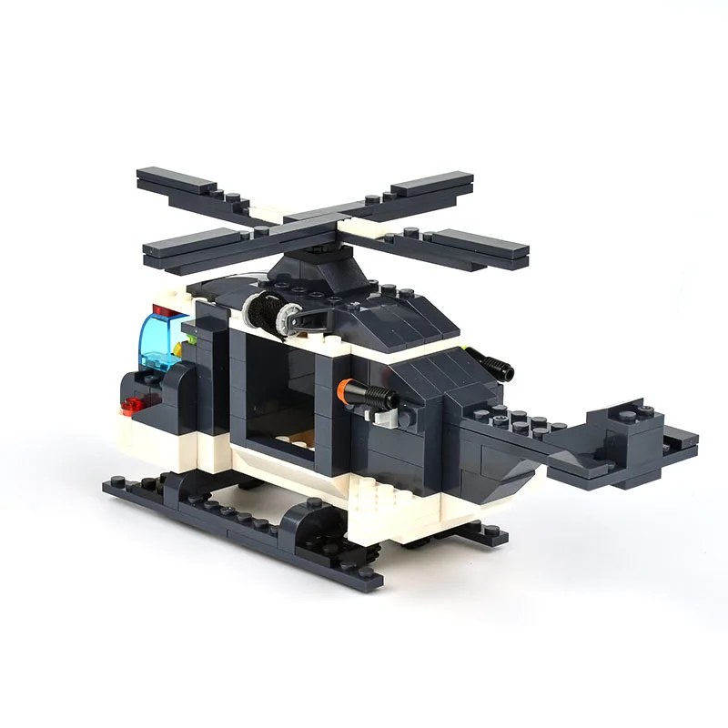 Просветить строительные блоки кирпичные DIY комплект полиция серии вертолет