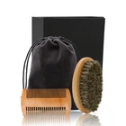 3 шт.компл. деревянная щетка для бороды, парикмахерский инструмент для бритья, мужской гребень для усов с сумкой, набор для ухода за бородой