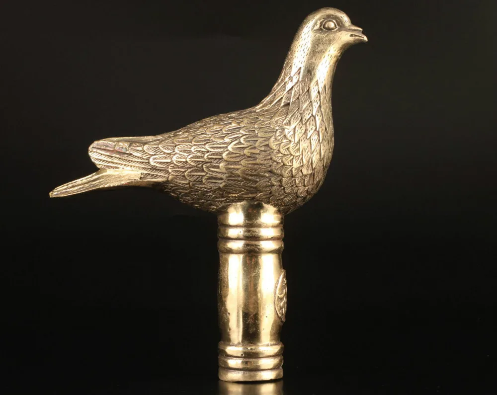 Коллекция старый латунь литье Птица статуя трость головы|head head|head stickhead statue |