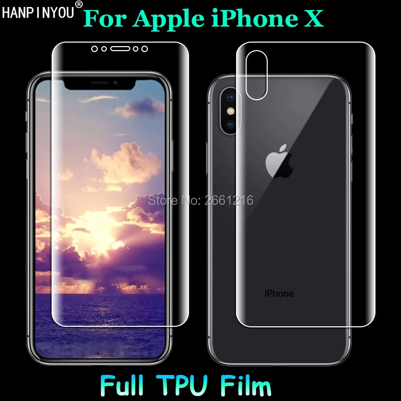 

Для Apple iPhone X 5,8 "2 шт. = передняя + задняя тонкая полное покрытие краев до края пленка из мягкого ТПУ Взрывозащищенная защита экрана