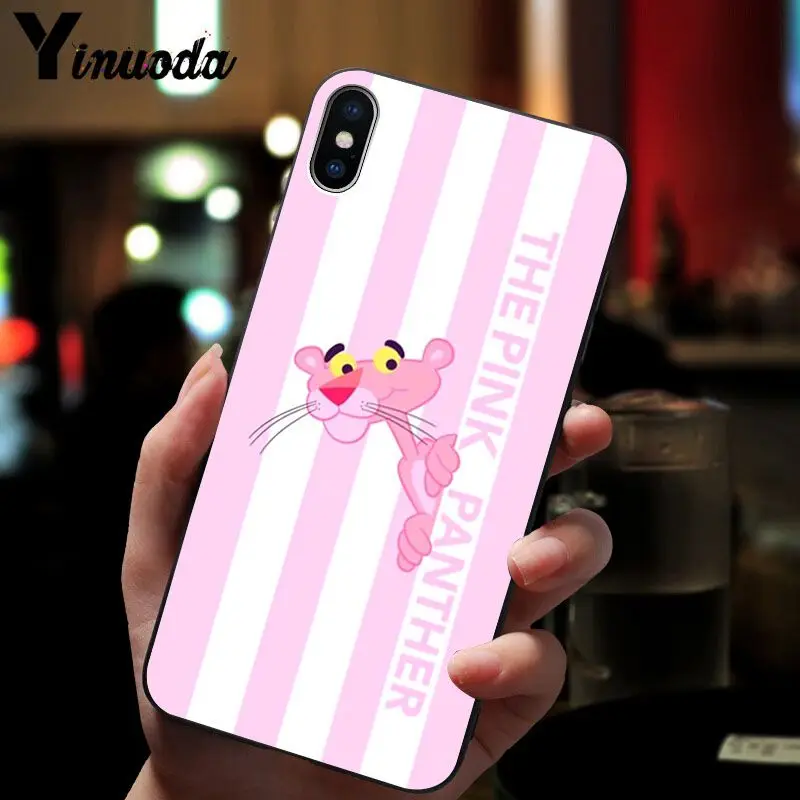 11pro MAX Розовая пантера ТПУ Черный чехол для телефона iPhone 6S 6plus 7plus 8 8Plus X Xs 5 5S