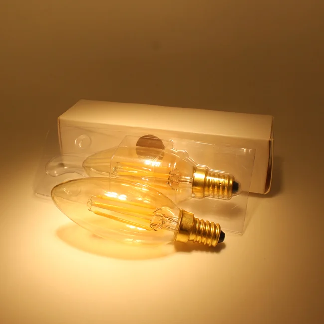 50 шт./лот E14 COB LED накаливания Эдисона лампы в форме свечи света типа Свеча) 2 Вт 4 6