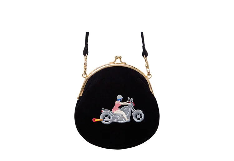 Black locomotive YIZI STORE новая сумка через плечо с художественной вышивкой, бархатная простая сумка на плечо для мобильного телефона, сумка для девочек - Цвет: Black locomotive