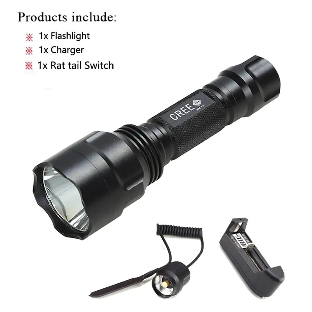 

Тактический фонарик ANJOET CREE XML Q5 T6 L2 черного цвета