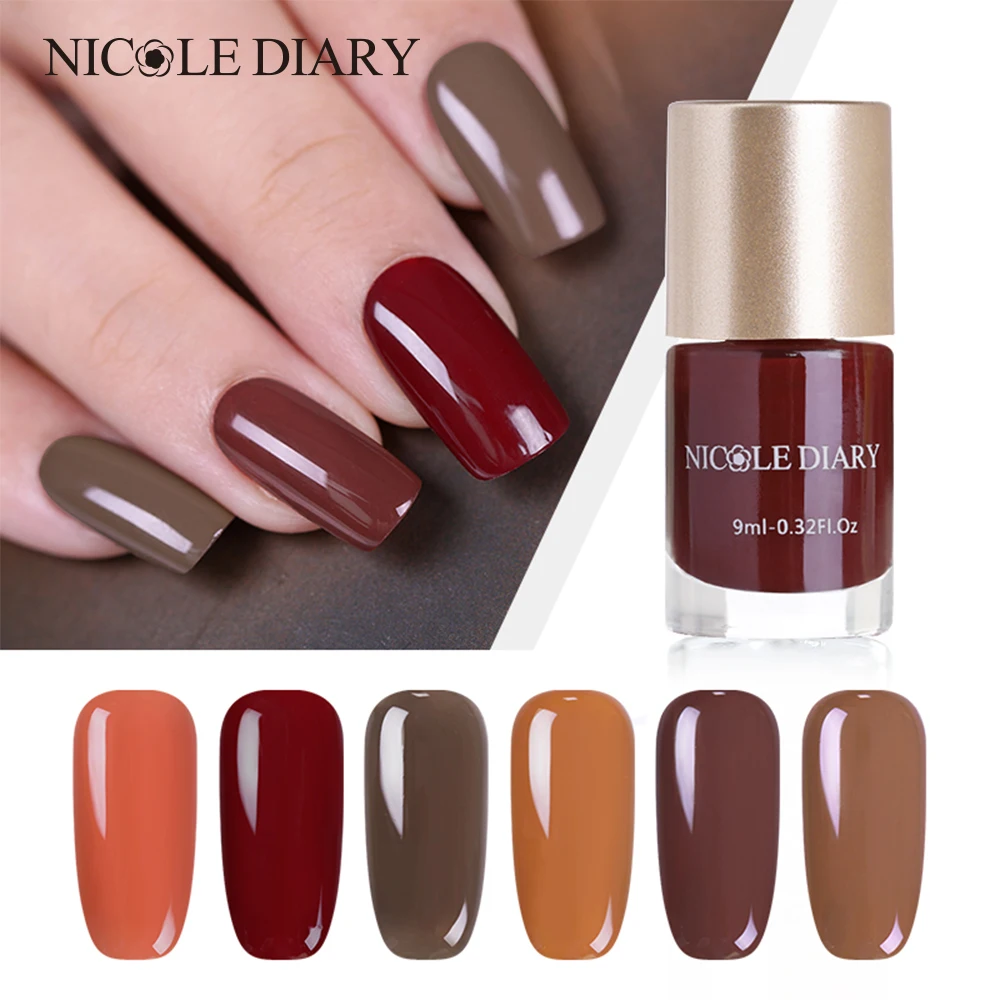 Лак для ногтей NICOLE DIARY 9 мл карамельная кофейная серия Быстросохнущий лак дизайна