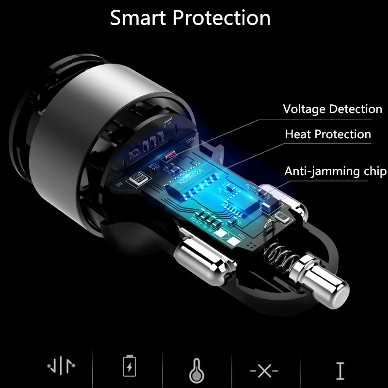 зажигалка Автомобильное зарядное устройство с двумя USB-портами 5 В 3 6 А быстрая