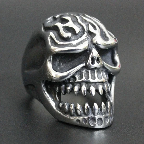 Дропшиппинг Размер 8 13 тяжелый огромный огонь флам череп кольцо 316L нержавеющая