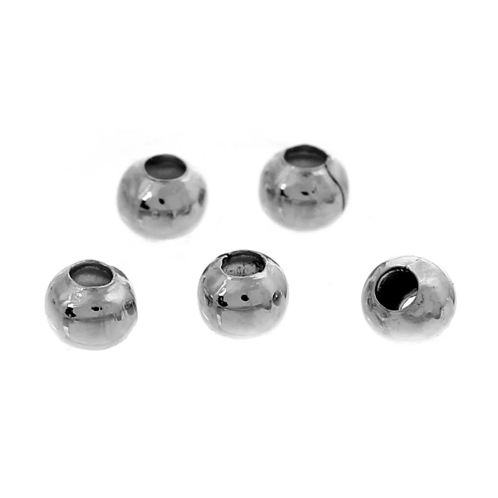 Doreen Box 1000 шт Серебристые гладкие шарики 3 мм Диаметр. (B01110)|beads 3mm|spacer beadsbeads spacers beads |