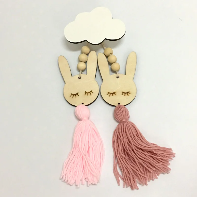 Мультяшный Кролик для детской комнаты настенное украшение деревянные звезды