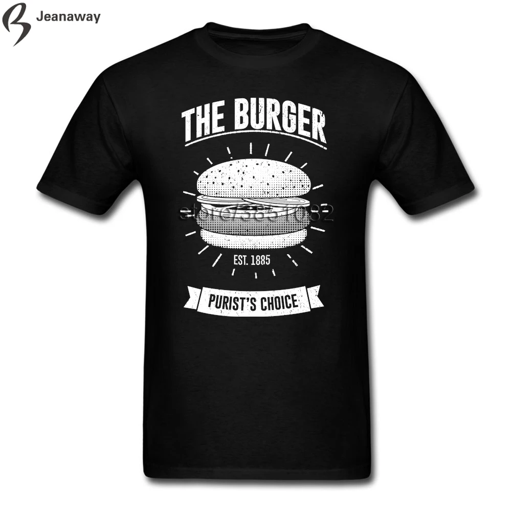 100% хлопок Burger прямой цифровой печати Для мужчин мальчик белый о-воротник