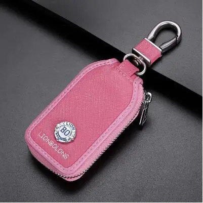 Розовый Кожаный Автомобильный брелок для ключей бумажник Opel Jaguar Skoda Fiat Mitsubishi Hyundai