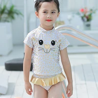 2 8 years baby girls swimsuits cartoon cat leopard print style children swimwear cute toddlers kids hot springs bathing suits
