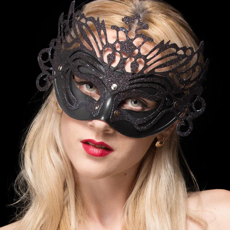Танцевальная Маска на половину лица корона с золотым порошком для вечерние ринки